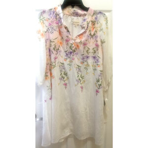 NWT Womens 3/4 Sleeve Floral Midi Fit & Flare Dress Sz 2 Boho Floral Hippie NEW